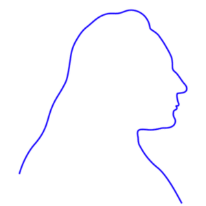 Voltaire Contour bleu représentant le profil du philosophe Voltaire